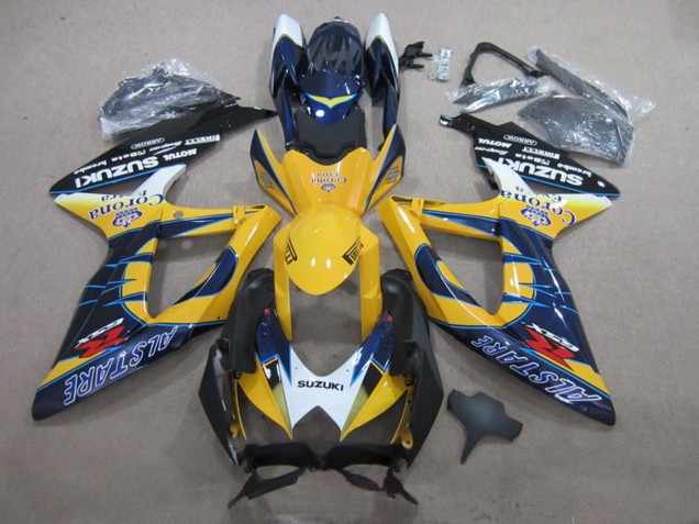 Discount 2008-2010 White Yellow Blue Alstare Corona Extra Suzuki GSXR 600 Motorcycle Fairings Canada