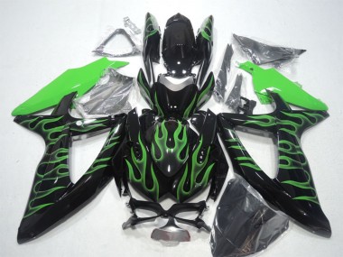 Discount 2008-2010 Glossy Black Green Flame Suzuki GSXR 600 Motorcycle Fairings Canada