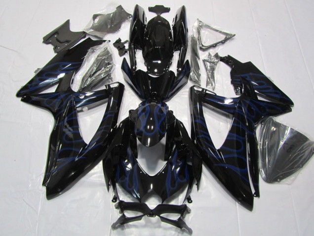 Discount 2008-2010 Glossy Black Blue Flame Suzuki GSXR 600 Motorcycle Fairings Canada