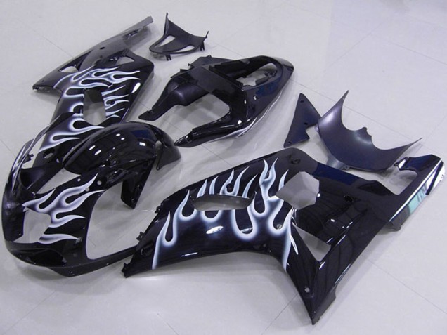 Discount 2001-2003 Glossy Black White Flame Suzuki GSXR 750 Motorcycle Fairings Canada
