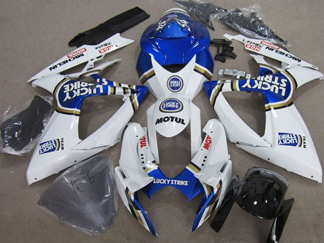 Discount 2006-2007 White Blue Michelin Motul Lucky Strike Suzuki GSXR 750 Motorcycle Fairings Canada