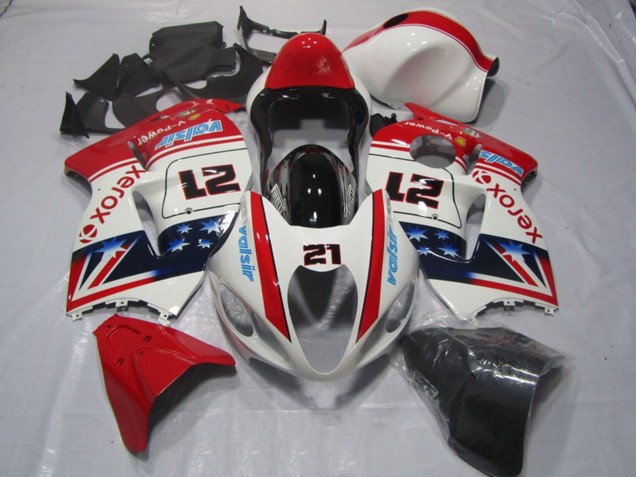 Discount 1996-2007 White Red Blue Xerox 21 Suzuki GSXR 1300 Hayabusa Motorcycle Fairings Canada