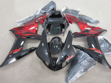 Discount 2002-2003 Glossy Black Red Flame Yamaha YZF R1 Motorcycle Fairings Canada