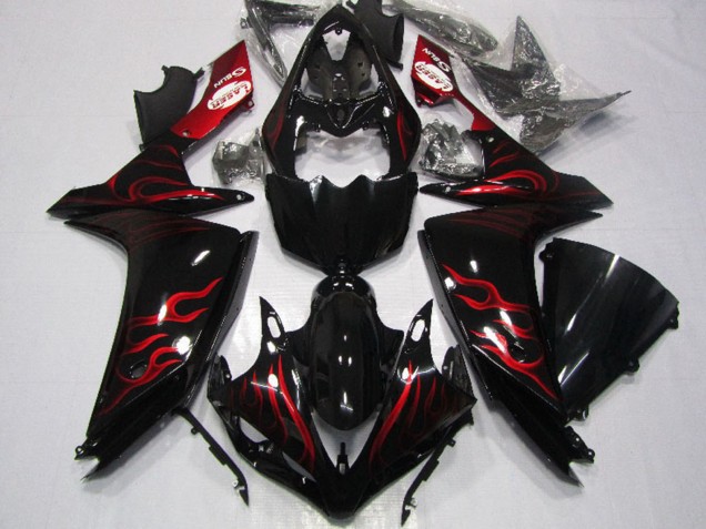 Discount 2007-2008 Glossy Black Red Flame Yamaha YZF R1 Motorcycle Fairing Canada