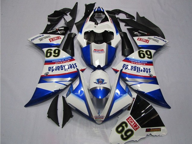 Discount 2009-2011 White Blue Black Sterilgarda SCALZ 69 Yamaha YZF R1 Motorcycle Fairings Canada