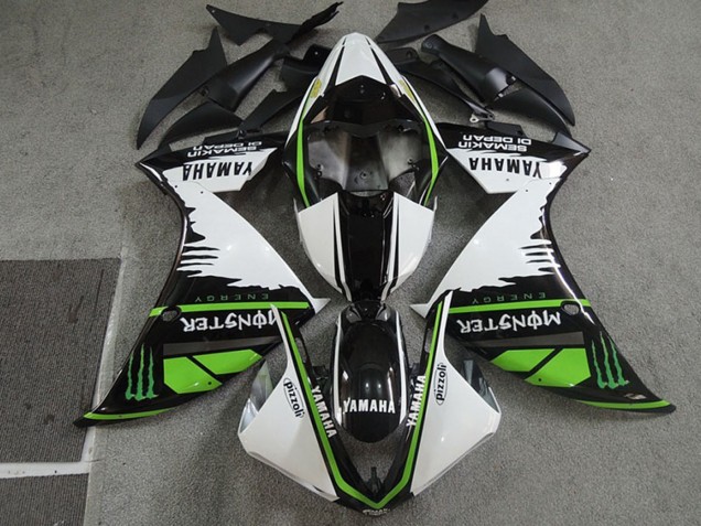 Discount 2009-2011 White Black Green Monster Semakin Didepan Yamaha YZF R1 Motorcycle Fairings Canada