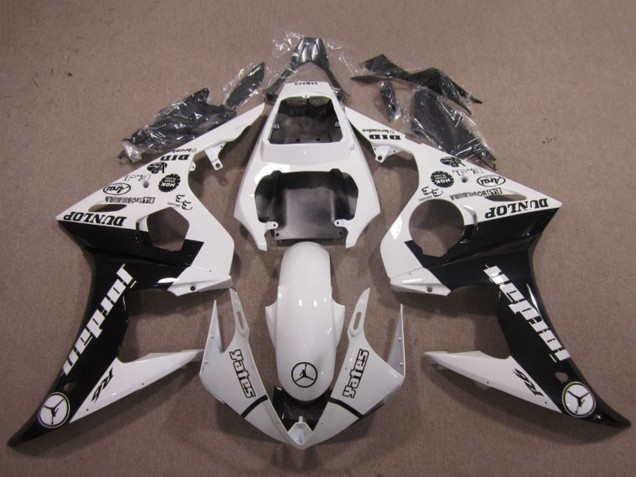 Discount 2003-2004 White Glossy Black Jordan Dunlop Yamaha YZF R6 Motorcycle Fairings Canada