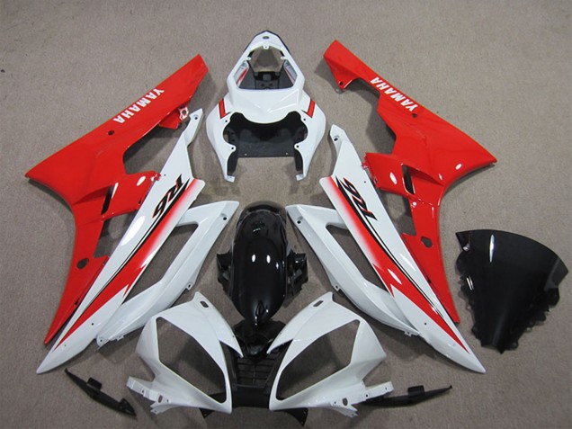 Discount 2006-2007 White Red Glossy Black Yamaha YZF R6 Motorcycle Fairing Canada
