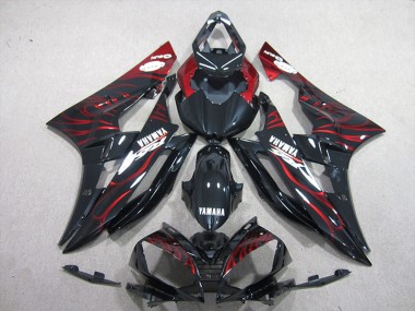 Discount 2006-2007 Glossy Black Red Flame Yamaha YZF R6 Motorcycle Fairings Canada