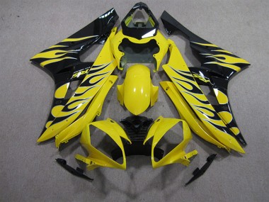 Discount 2006-2007 Yellow Black Flame Yamaha YZF R6 Motorcycle Fairings Canada