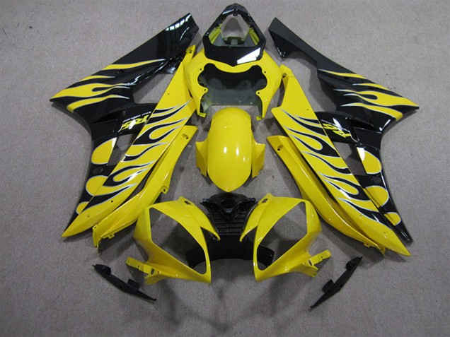 Discount 2006-2007 Yellow Black Flame Yamaha YZF R6 Motorcycle Fairings Canada