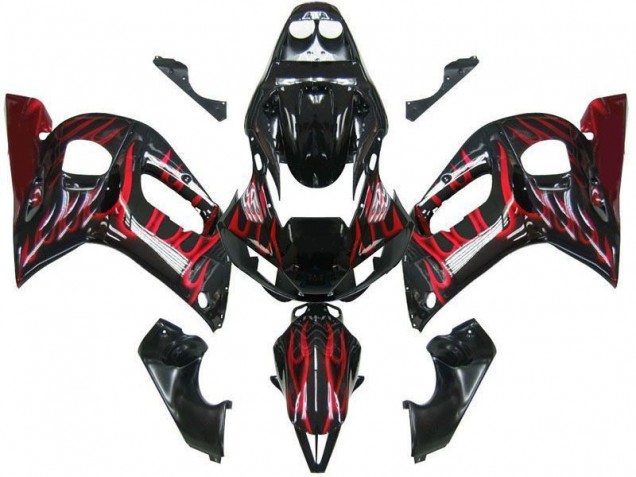 Discount 1998-2002 Black Red Flame Yamaha YZF R6 Replacement Fairings Canada Discount 1998-2002 Black Red Flame Yamaha YZF R6 Replacement Fairings Canada
