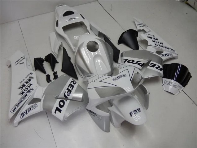 Discount 2003-2004 Silver White Black Repsol Honda CBR600RR Motorcycle Fairings Kit Canada Discount 2003-2004 Silver White Black Repsol Honda CBR600RR Motorcycle Fairings Kit Canada