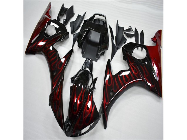 Discount 2003-2005 Black Red Flame Yamaha YZF R6 Motorcycle Fairing Canada Discount 2003-2005 Black Red Flame Yamaha YZF R6 Motorcycle Fairing Canada