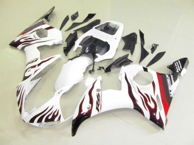 Discount 2003-2005 White and Flame Yamaha YZF R6 Bike Fairing Canada Discount 2003-2005 White and Flame Yamaha YZF R6 Bike Fairing Canada