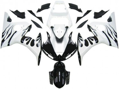 Discount 2003-2005 Yamaha YZF R6 Motorcycle Fairings MF2411 - White Flame Black Canada