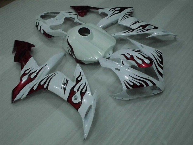 Discount 2004-2006 White Red Flame Yamaha YZF R1 Motorcycle Fairings Canada Discount 2004-2006 White Red Flame Yamaha YZF R1 Motorcycle Fairings Canada