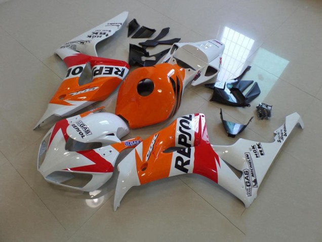 Discount 2006-2007 White and Orange Repsol Honda CBR1000RR Replacement Motorcycle Fairings Canada Discount 2006-2007 White and Orange Repsol Honda CBR1000RR Replacement Motorcycle Fairings Canada