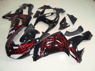 Discount 2006-2007 Black Red Flame Kawasaki ZX10R Moto Fairings Canada