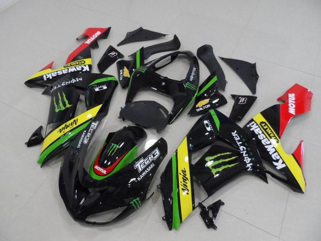 Discount 2006-2007 Black Yellow Monster Kawasaki ZX10R Motorcycle Replacement Fairings Canada Discount 2006-2007 Black Yellow Monster Kawasaki ZX10R Motorcycle Replacement Fairings Canada