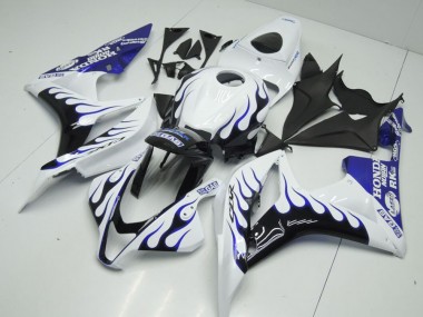 Discount 2007-2008 White Blue Flame Honda CBR600RR Bike Fairings Canada