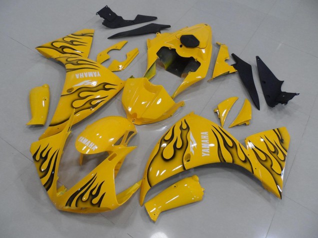 Discount 2009-2011 Yellow Black Flame Yamaha YZF R1 Motorcycle Fairings Canada Discount 2009-2011 Yellow Black Flame Yamaha YZF R1 Motorcycle Fairings Canada