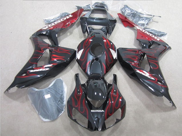 Discount 2006-2007 Black Red Flame Honda CBR1000RR Motorbike Fairing Canada Discount 2006-2007 Black Red Flame Honda CBR1000RR Motorbike Fairing Canada