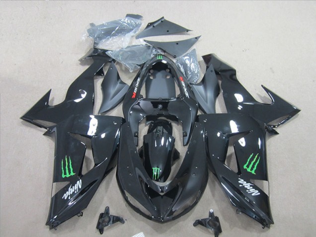 Discount 2007-2008 Black Ninja Green Monster Kawasaki ZX6R Bike Fairing Kit Canada