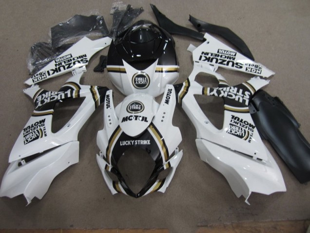 Discount 2007-2008 White Lucky Strike Black Motul Suzuki GSXR1000 Motorcycle Replacement Fairings Canada Discount 2007-2008 White Lucky Strike Black Motul Suzuki GSXR1000 Motorcycle Replacement Fairings Canada