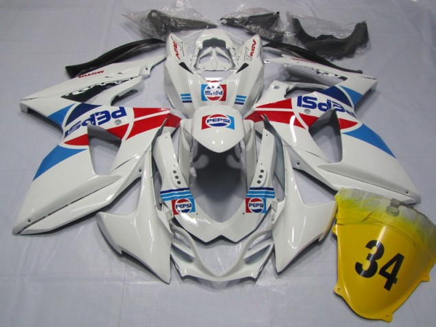 Discount 2009-2016 White Pepsi 34 Suzuki GSXR1000 Motorcycle Fairings Kit Canada Discount 2009-2016 White Pepsi 34 Suzuki GSXR1000 Motorcycle Fairings Kit Canada