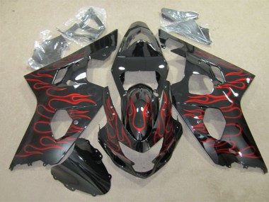 Discount 2004-2005 Black Red Flame Suzuki GSXR600 Replacement Fairings Canada