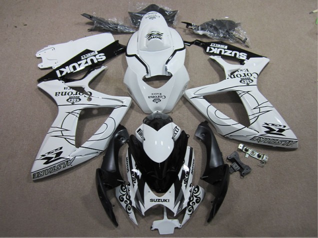 Discount 2006-2007 White Black Corona Extra Suzuki GSXR600 Motorcycle Fairings Canada Discount 2006-2007 White Black Corona Extra Suzuki GSXR600 Motorcycle Fairings Canada