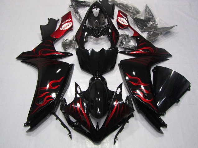 Discount 2007-2008 Black Red Flame Yamaha YZF R1 Motorcycle Fairings Canada Discount 2007-2008 Black Red Flame Yamaha YZF R1 Motorcycle Fairings Canada