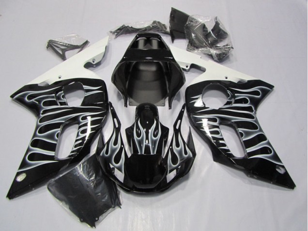 Discount 1998-2002 Black White Flame Yamaha YZF R6 Motorcycle Fairing Canada Discount 1998-2002 Black White Flame Yamaha YZF R6 Motorcycle Fairing Canada